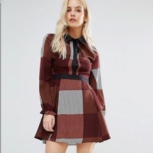ASOS Velvet Tie Collared Dress